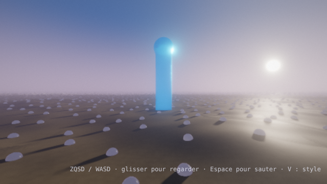 Un monde décrit en quelques lignes : terrain de pierre, phare de métal, galets de verre